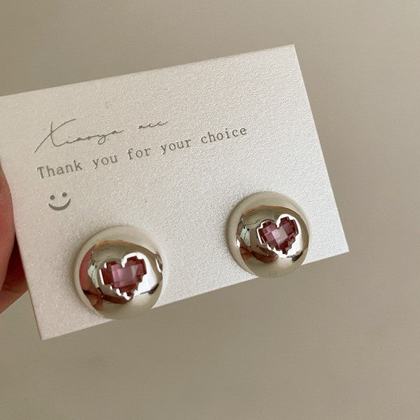 Zircon metal love earrings