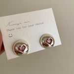 Zircon metal love earrings