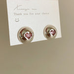 Zircon metal love earrings
