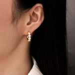 zircon inlaid C-shaped glossy earrings