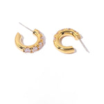 zircon inlaid C-shaped glossy earrings