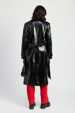 Faux Leather Trench Coat