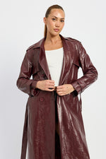 Faux Leather Trench Coat