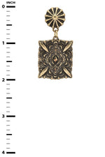 Embossed Statement Vintage Square Drop Earrings