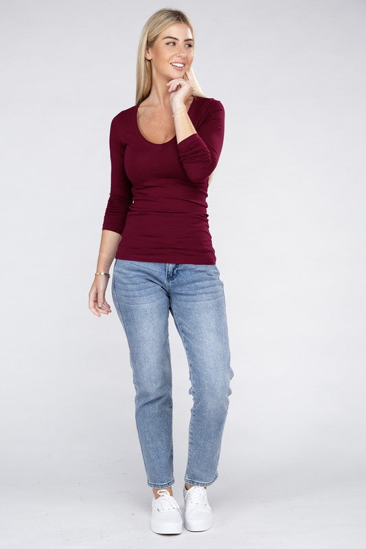 Women's Essential V-Neck Long Sleeve T-Shirt