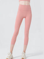Wide Waistband Cropped Sports Leggings for Active Comfort