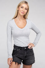 Women's Essential V-Neck Long Sleeve T-Shirt
