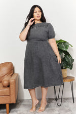 And The WhyFull Size Washed Chambray Midi Dress