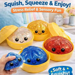 Steamed Bun Squeeze Toy Simulation Bao Stress Relief Fidget Toy with Beads Sparkles Soft Squishy Sensory Decompression Accessory