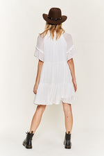 Women's Ruffled Neck Tiered Mini Dress