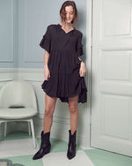 Women's Ruffled Neck Tiered Mini Dress