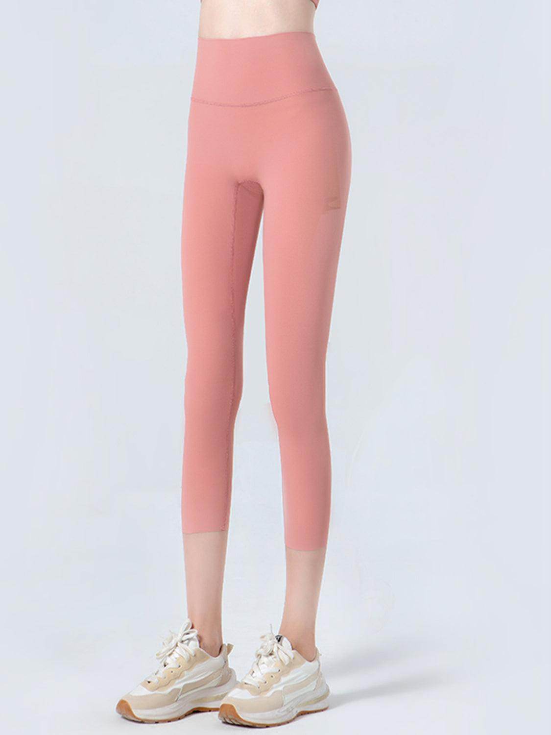 Wide Waistband Cropped Sports Leggings for Active Comfort