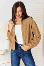 Double Take Women's Long Sleeve Dropped Shoulder Jacket